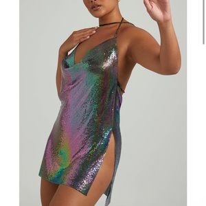 Showpo Kayhla Cowl Glowmesh Dress Multi